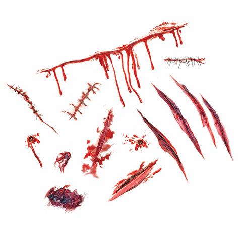 Neva Nude Bloody Hell Red Large Temporary Tattoo Pack