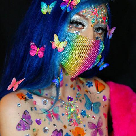 Neva Nude Blue Butterfly Kisses Large Temporary Tattoo Pack