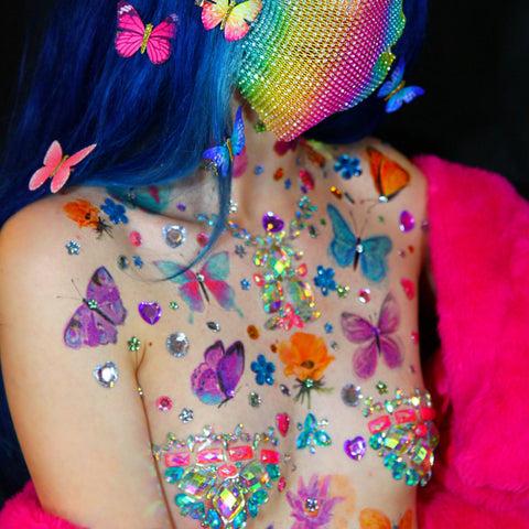 Neva Nude Blue Butterfly Kisses Large Temporary Tattoo Pack