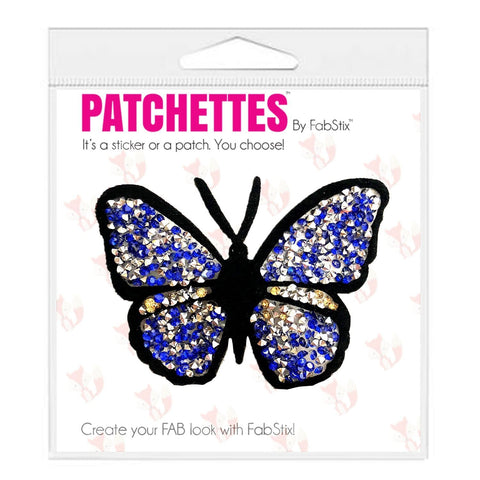 Neva Nude BlueBell Butterfly Jeweled Iron-On Patchette Or Sticker
