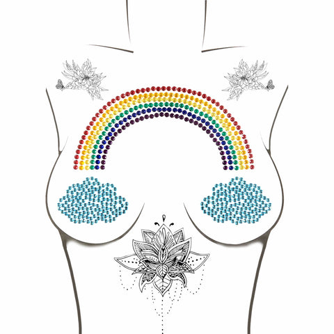 neva nude Born This Way Rainbow Pride Crystal Jewel Nipple Sticker Crop Top