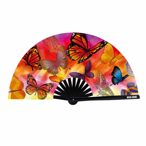 Neva Nude Butterfly Garden Super Blacklight Reactive Folding Fan