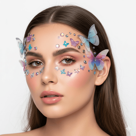 Neva Nude Butterfly Sprinkles Crystal Face Stickers