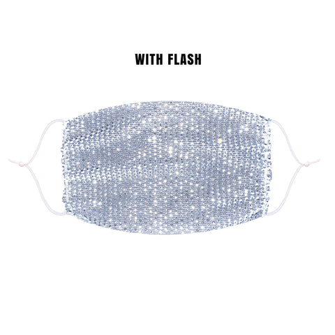 Neva Nude Diamond Hart White Crystal Mesh Jewel Face Mask With Adjustable Loops