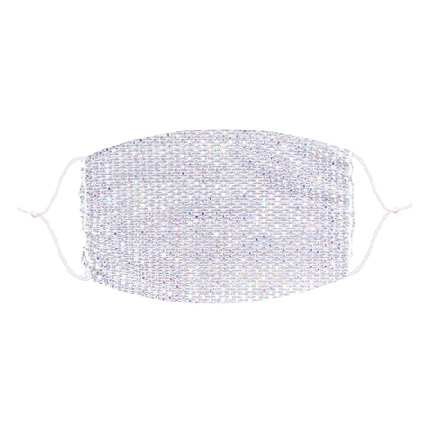 neva nude Diamond Hart White Crystal Mesh Jewel Face Mask With Adjustable Loops