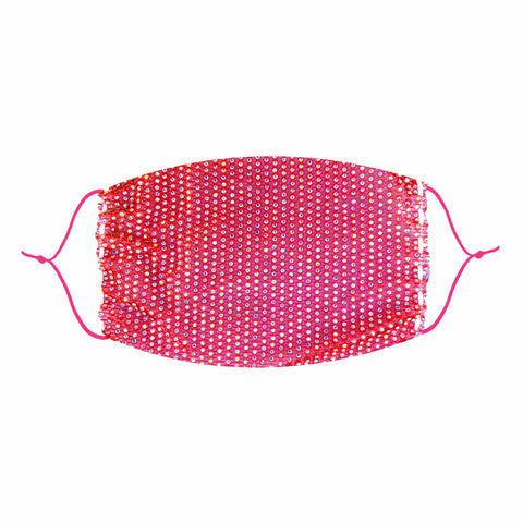 Neva Nude Edge Of Glorie Hot Neon Pink Crystal Mesh Jewel Face Mask With Adjustable Loops