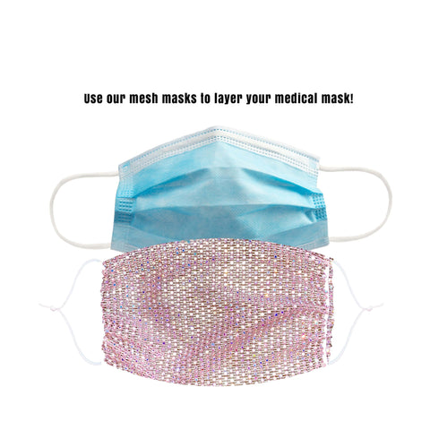 Neva Nude Edge Of Glorie Hot Neon Pink Crystal Mesh Jewel Face Mask With Adjustable Loops