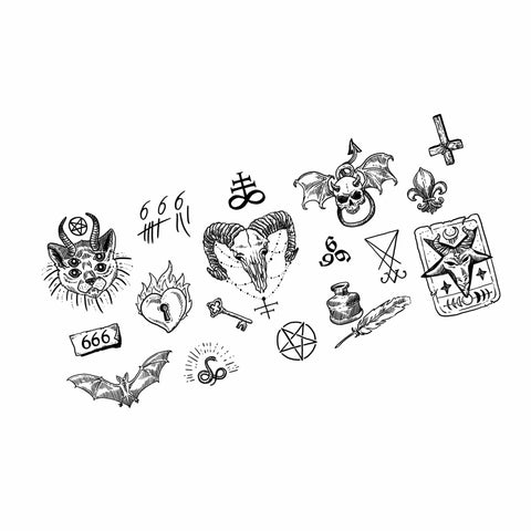 Neva Nude Fallen Angel Halloween Black Large Temporary Tattoo Pack