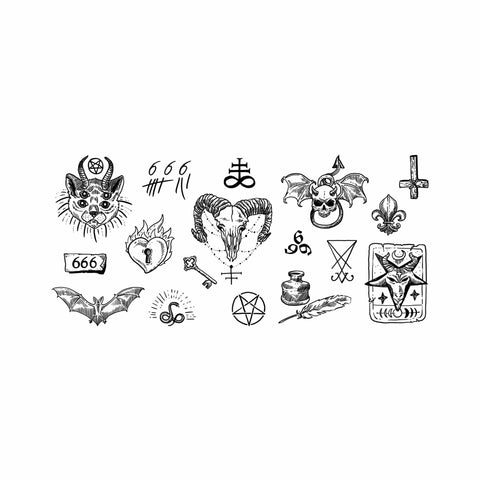 neva nude Fallen Angel Halloween Black Large Temporary Tattoo Pack