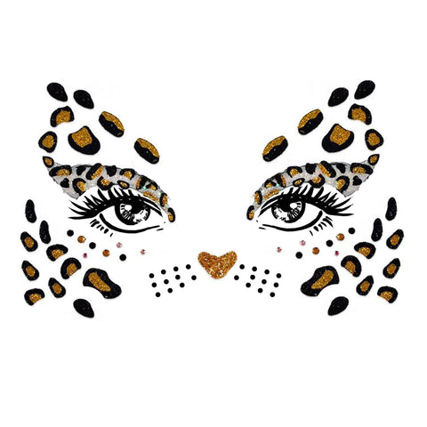 neva nude Fast & Furry Cheetah Spots Glitter Face Sticker