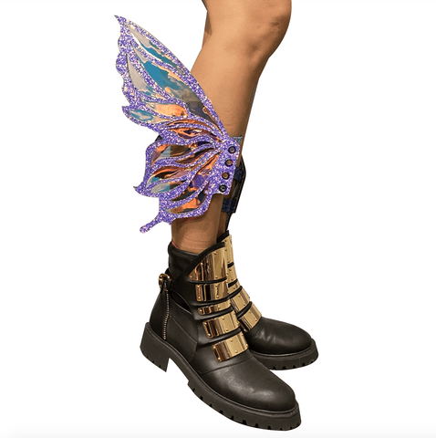 Neva Nude Feyre Dark Purple Glitter Fairy Original Wingz Pair For Calf Or Boot