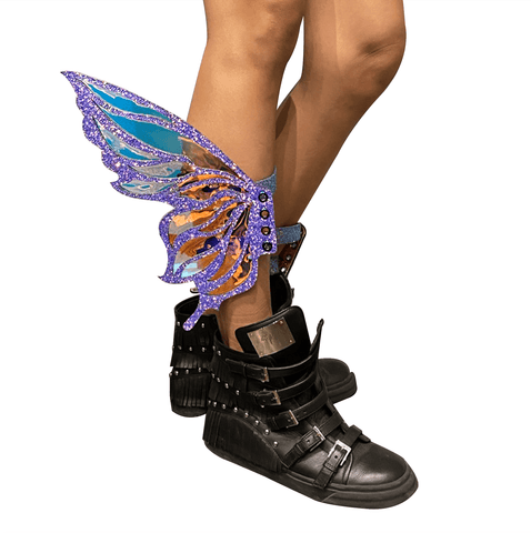 Neva Nude Feyre Dark Purple Glitter Fairy Original Wingz Pair For Calf Or Boot