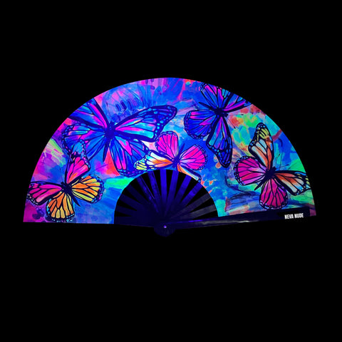 neva nude Flutter By Butterfly Super Blacklight Reactive Folding Fan
