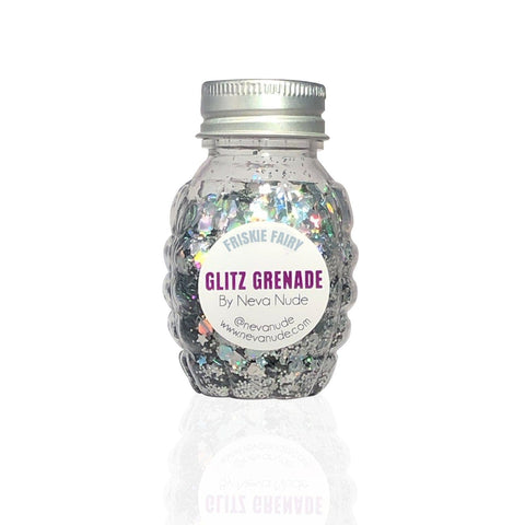 neva nude Friskie Fairy Cosmetic Grade Glitter Glitz Grenade Keychain in Aloe Gel