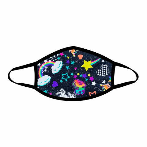 neva nude Girl Crush Black & Neon Rainbow Blacklight Face Mask