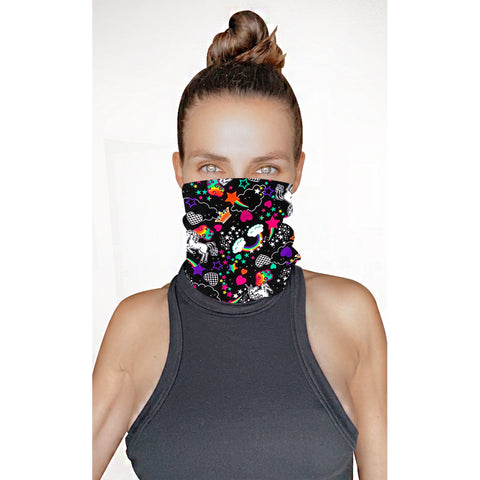 neva nude Girl Crush Black & Neon Rainbow Blacklight Sexy Necksie Face Coverings