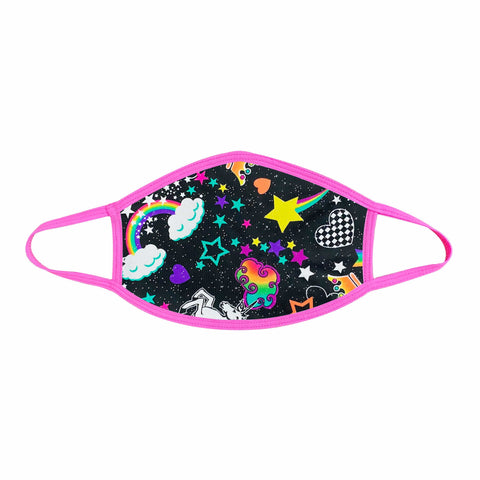 neva nude Girl Crush Neon Pink & Black Rainbow Blacklight Face Mask