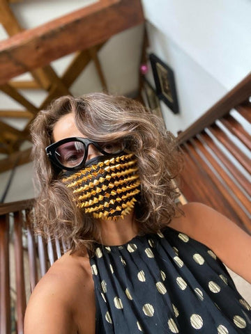Neva Nude Gluttony Gold Stud Face Masks With Filter Pocket & Adjustable Ear Loops