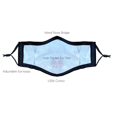 Neva Nude Greed Silver Chrome Stud Face Masks With Filter Pocket & Adjustable Ear Loops
