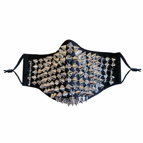 neva nude Greed Silver Chrome Stud Face Masks With Filter Pocket & Adjustable Ear Loops