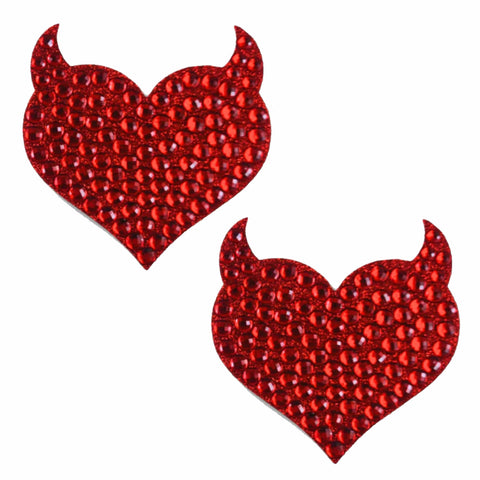neva nude Hearts Desire Red Jewel Devil I Heart U Nipple Cover Pasties