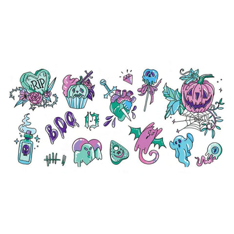 neva nude Hey BOO-tiful Halloween Pastel Large Temporary Tattoo Pack