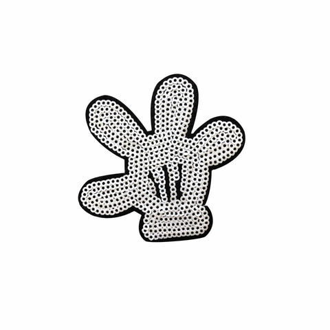 neva nude High Five White Sequin Sequin Iron-On Patchette or Sticker