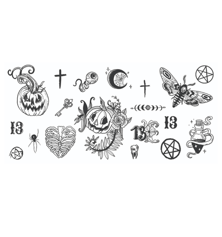 Neva Nude Hocus Pocus Creepy Halloween Black Large Temporary Tattoo Pack