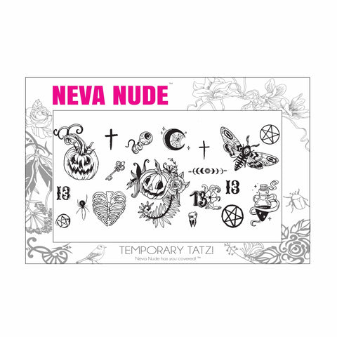 Neva Nude Hocus Pocus Creepy Halloween Black Large Temporary Tattoo Pack