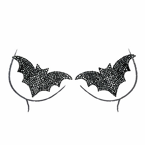 Neva Nude I Am The Night Black Bat Crystal Jewel Nipple Pasties