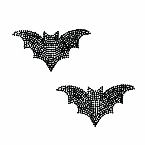 neva nude I am the Night Black Bat Crystal Jewel Nipple Pasties