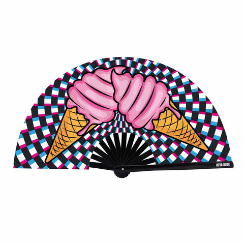 Neva Nude Ice Cream You Scream Super Blacklight Reactive Folding Fan