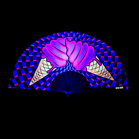 neva nude Ice Cream You Scream Super Blacklight Reactive Folding Fan