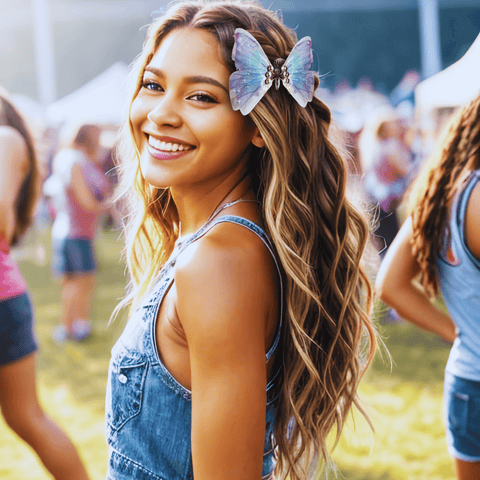 Neva Nude Icy Blue Large Butterfly Hair Clip 2 Pack