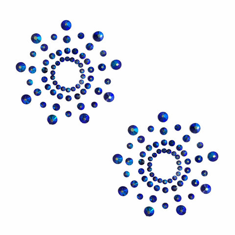 neva nude Iridescent Blue Beamz Crystal Jewel Nipple Pasties