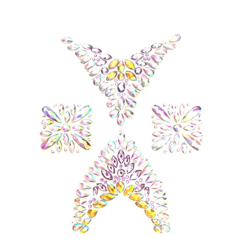 Neva Nude Legendary Zlda Iridescent Crystal Jewel Nipple Sticker Crop Top