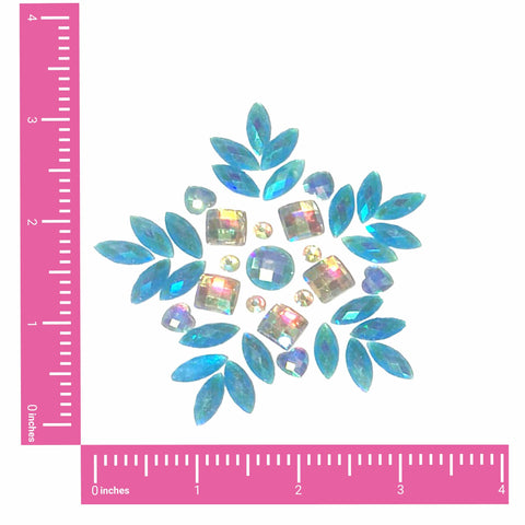 Neva Nude Let It Show Blue Iridescent Snowflake Crystal Jewel Nipple Pasties