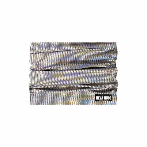 Neva Nude Liquid Party Silver Holographic Sexy Necksie Face Covering