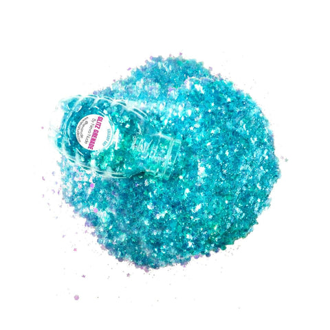 Neva Nude Lullaby Sky Aqua Blue Blacklight Cosmetic Glitter Glitz Grenade Keychain In Aloe Gel