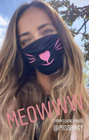 Neva Nude MEOW-ZA Neon Pink & Black Blacklight Face Mask