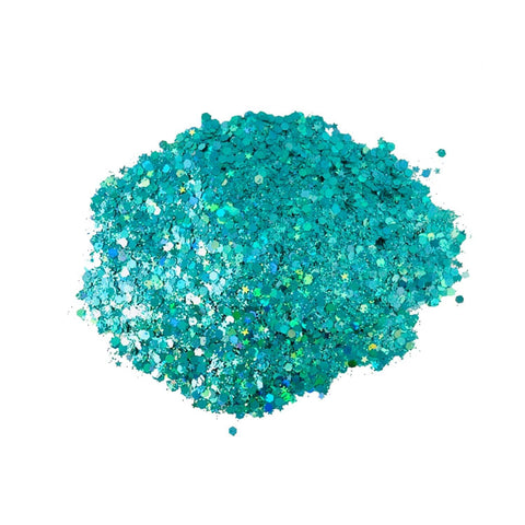 Neva Nude Mermaid Magnifique Turquoise Cosmetic Glitter Glitz Grenade Keychain In Aloe Gel