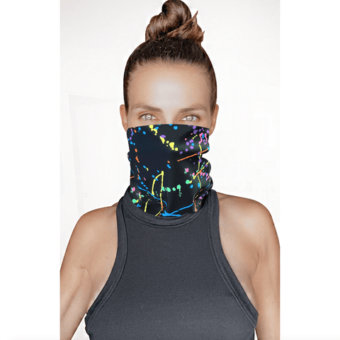neva nude 'Murican Grafitti Black Neon Multicolor Blacklight Sexy Necksie Face Covering