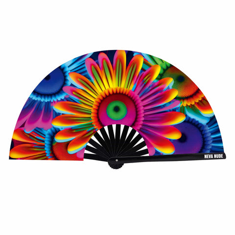 Neva Nude Neon Carnival Daisy Blacklight Folding Fan