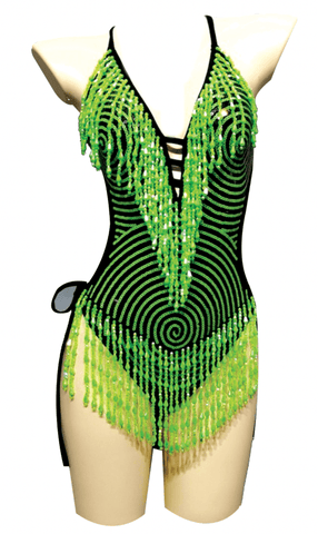 Neva Nude Neon Green UV Reactive Matrixx Reloaded Bodysuit