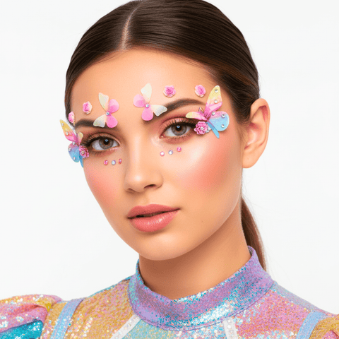Neva Nude 3D Butterfly Bloom Crystal Face Stickers