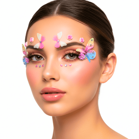Neva Nude 3D Butterfly Bloom Crystal Face Stickers