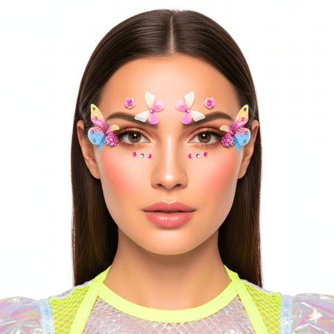 Neva Nude 3D Butterfly Bloom Crystal Face Stickers