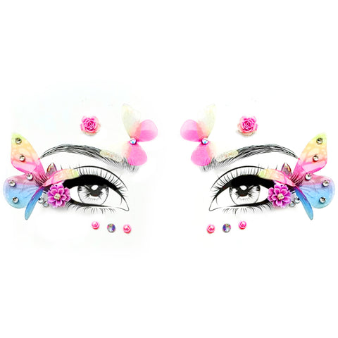 neva nude 3D Butterfly Bloom Crystal Face Stickers