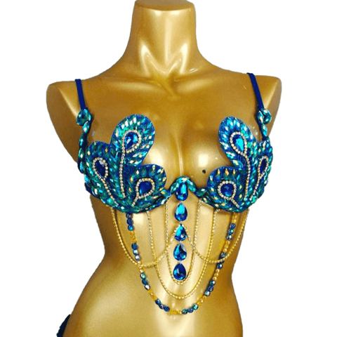 neva nude Blue Green Peacock Carnival Bra