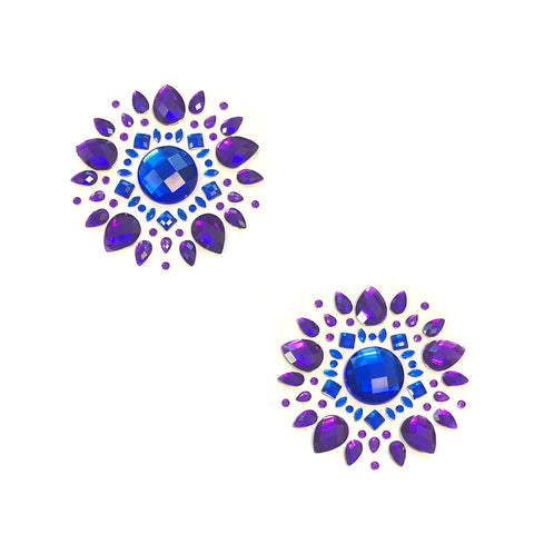 neva nude Blue Violet Crystal Jewel Nipple Pasties